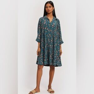 MADEWELL X REISTOR Blue Floral Knee Length Shirt Dress NWOT